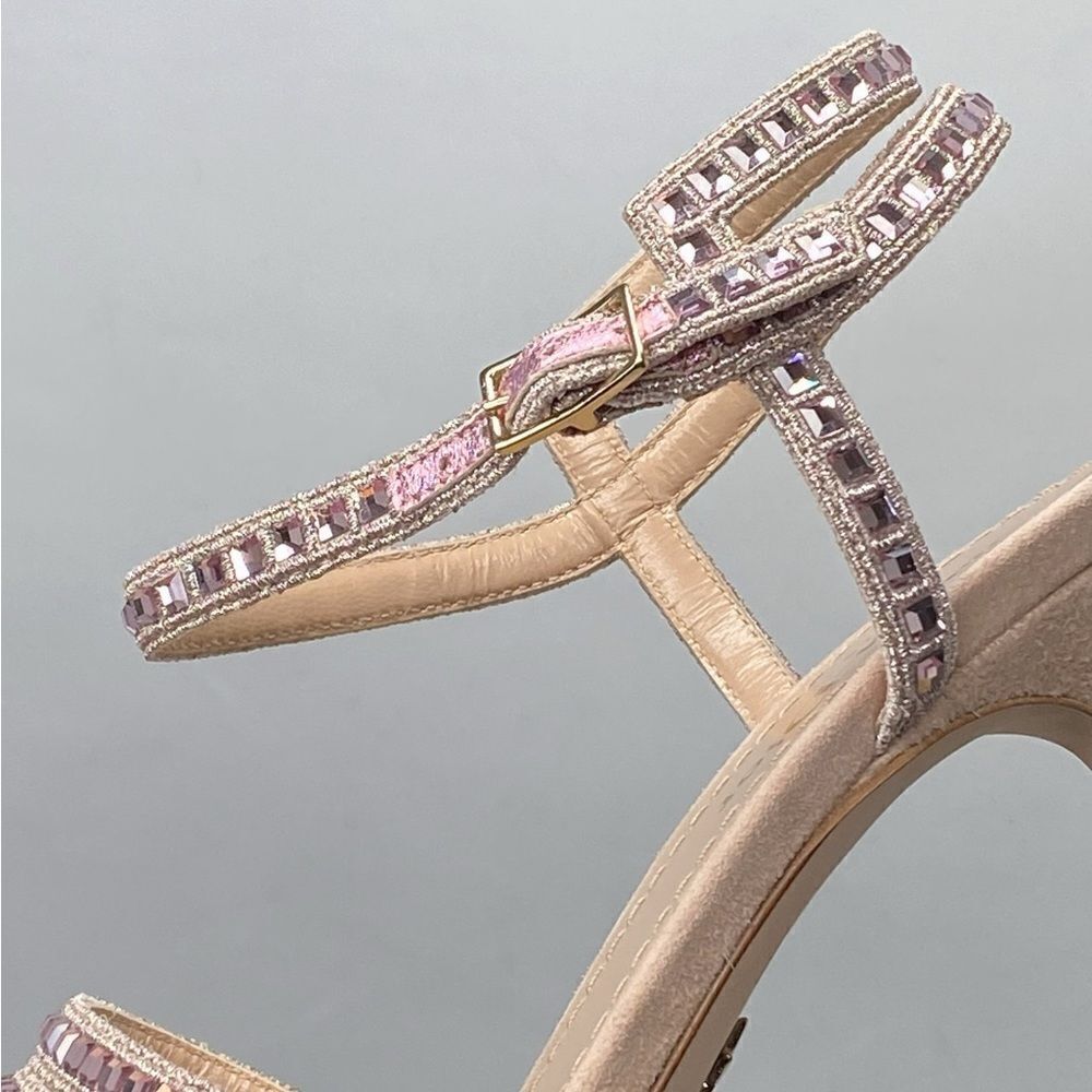 Dior Gem Embroidered Crystal Suede Heel Sandals size 36.5 - Picture 10 of 15